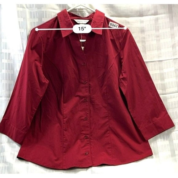 CHRISTOPHER & BANKS, Women DRESS SHIRT, 3/4 LONG sleeve, COLOR RED, SIZE M - Picture 3 of 9